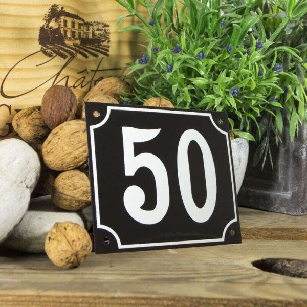 Huisnummerbord groot zwart nummer 50