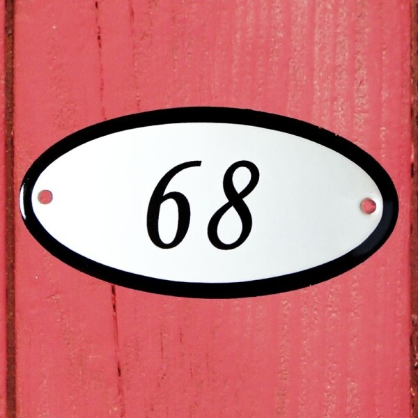 Huisnummerbordje ovaal nummer 68